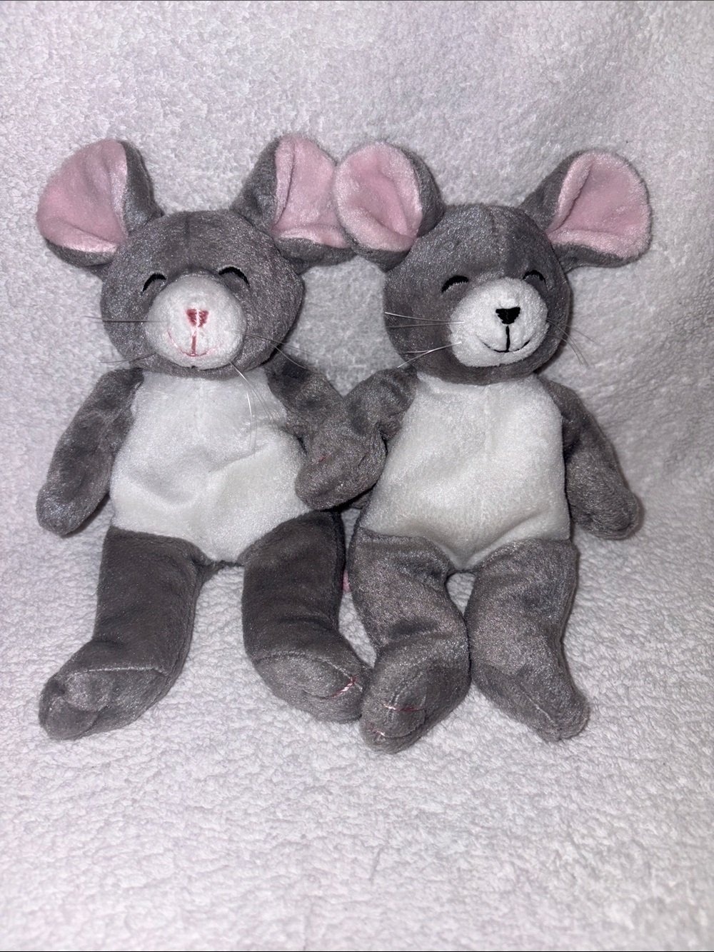 Mary Meyer 90’s snuffy mice Pink grey plush set of 2